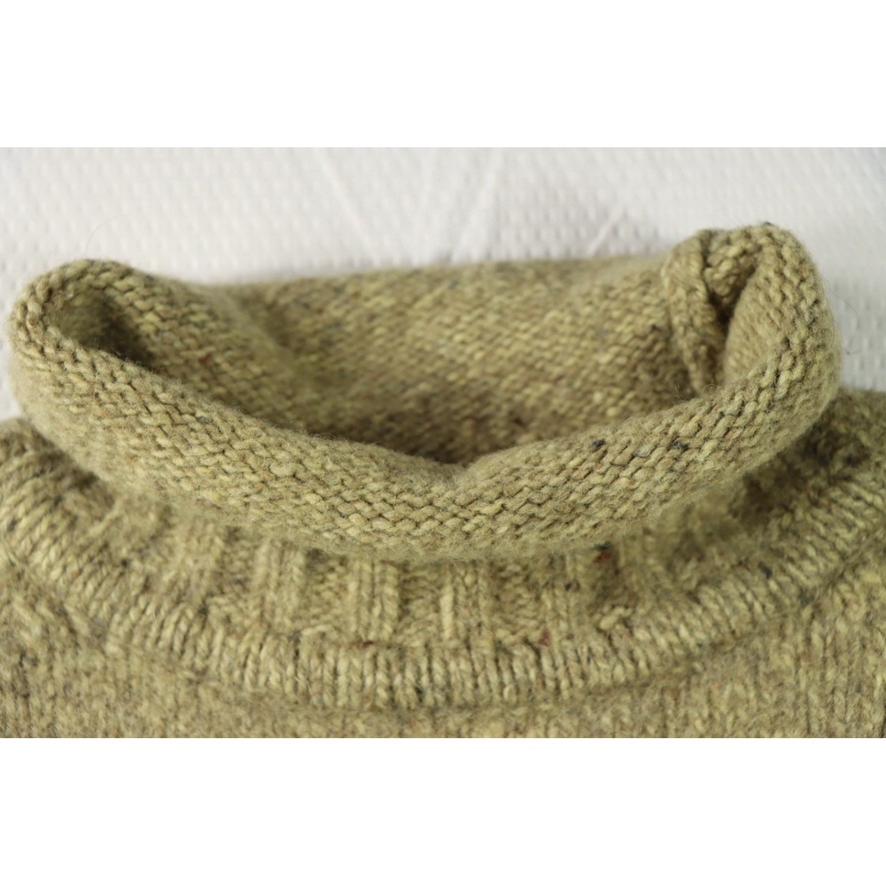 Vtg 90s Abercrombie Fitch Shetland Wool Sweater Roll Neck Olive Green Mens M/S - Picture 2 of 5